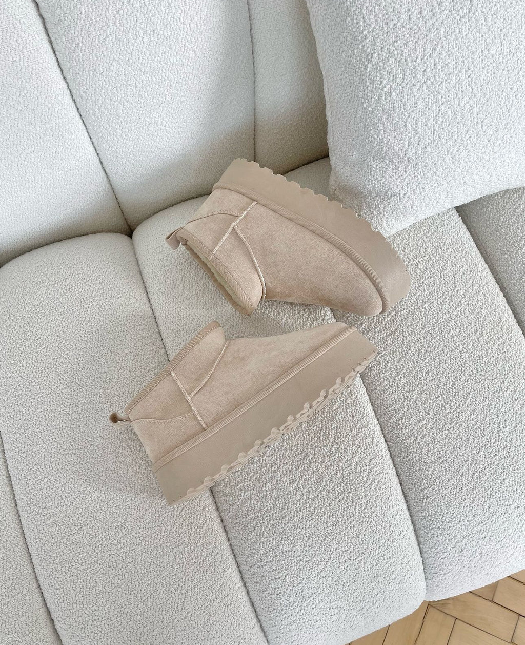 Botas de pelo beige