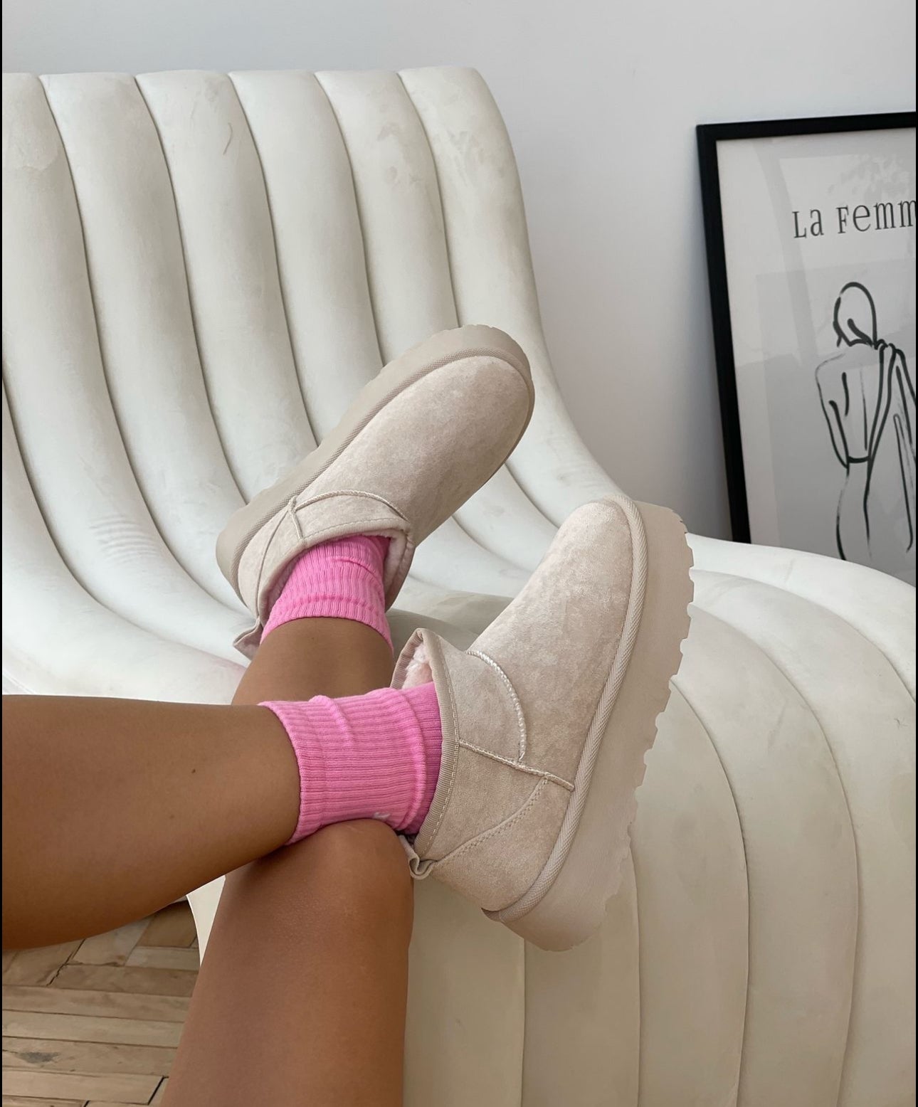 Botas de pelo beige