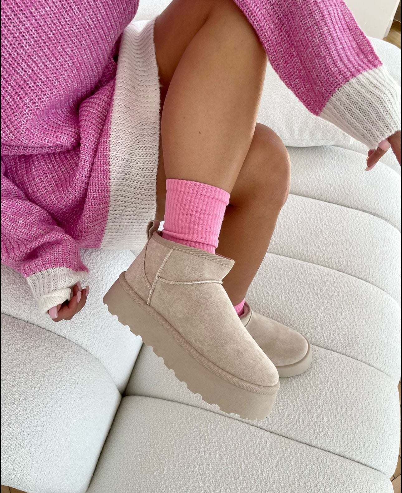 Botas de pelo beige